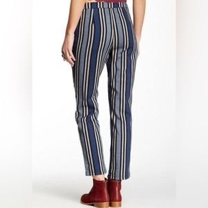 Free People linen blend striped ankle cropped pants